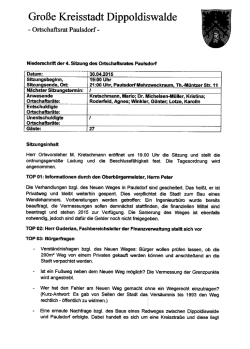 Niederschrift der Sitzung