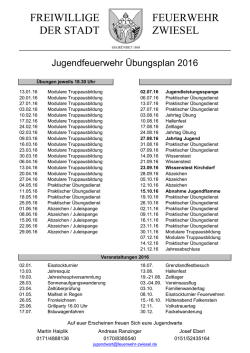 Jugen&uuml;bungsplan 2016 - Freiwillige Feuerwehr der Stadt