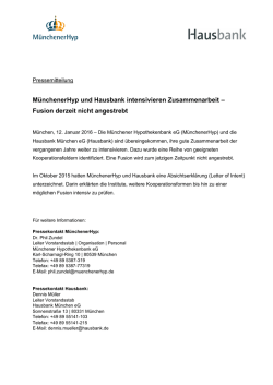 MünchenerHyp und Hausbank intensivieren Zusammenarbeit