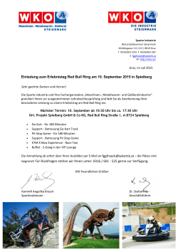 Einladung zum Erlebnistag Red Bull Ring am 10. September 2015