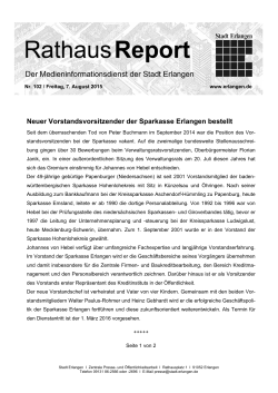 Neuer Vorstandsvorsitzender der Sparkasse Erlangen bestellt
