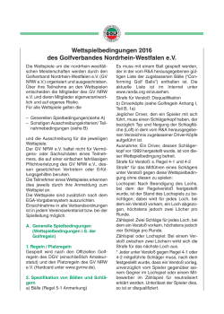 Wettspielbedingungen - Golfverband Nordrhein Westfalen