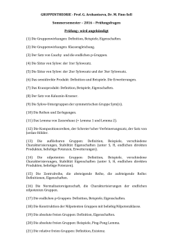 GRUPPENTHEORIE - Prof. G. Arzhantseva, Dr. M. Finn