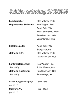 Übersicht der Schülervertretung 2015/2016