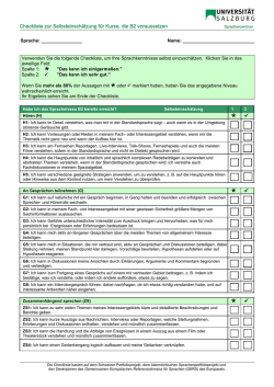 Checkliste zur Selbsteinsch&auml;tzung: Niveau B2