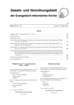 Gesetz- und Verordnungsblatt, 20. Band, Nr. 10, 15. Juni 2015
