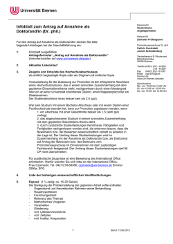 Infoblatt Annahme Doktoranden
