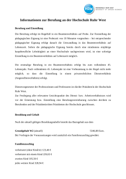 Informationen zur Berufung an der Hochschule Ruhr West