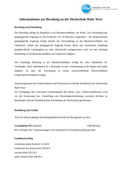 Informationen zur Berufung an der Hochschule Ruhr West