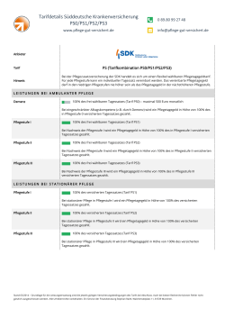 Tarifdetails Süddeutsche Krankenversicherung PS0/PS1/PS2/PS3