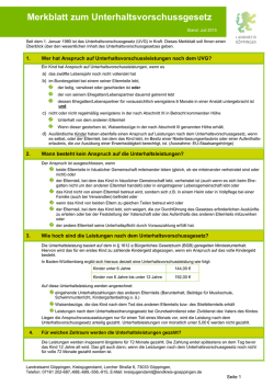 Merkblatt zum Unterhaltsvorschussgesetz
