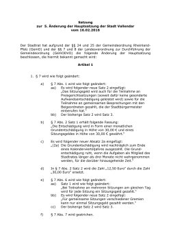 Satzung zur 5. Änderung der Hauptsatzung der Stadt Vallendar vom
