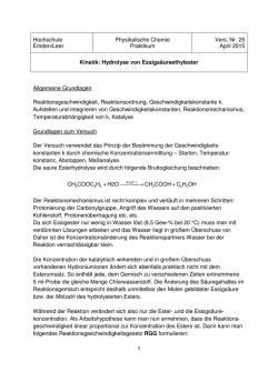 Hydrolyse von Essigs&auml;ureethylester