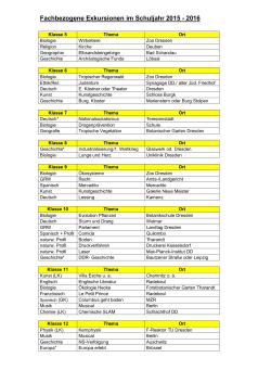 Fachbezogene Exkursionen im Schuljahr 2015