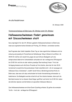 Halloweenschwimmen findet gemeinsam mit Discoschwimmen statt
