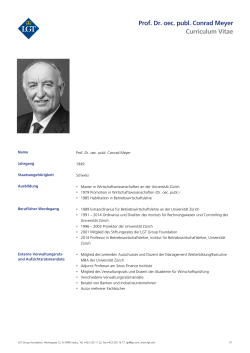 Prof. Dr. oec. publ. Conrad Meyer Curriculum Vitae