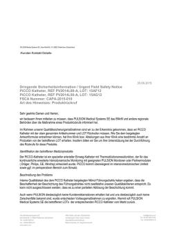 Dringende Sicherheitsinformation / Urgent Field Safety