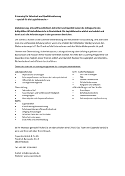 E-Learning f&uuml;r Sicherheit und Qualit&auml;tssicherung &ndash; speziell f&uuml;r die
