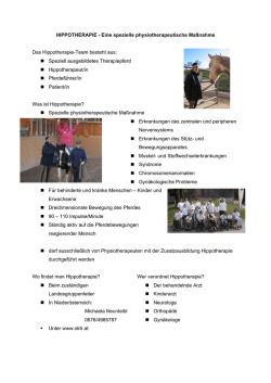 HIPPOTHERAPIE - Eine spezielle physiotherapeutische Ma&szlig;nahme
