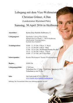 Lehrgang mit dem Vize-Weltmeister Christian Grüner, 4.Dan