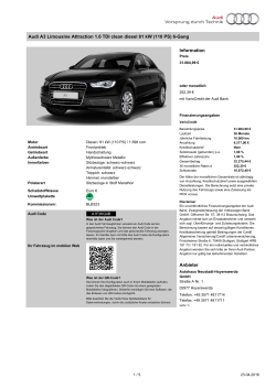 Audi A3 Limousine Attraction 1.6 TDI clean diesel 81 kW (110 PS) 6