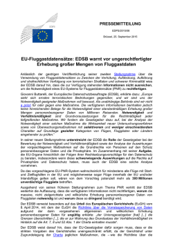 EU-Fluggastdatensätze: EDSB warnt vor