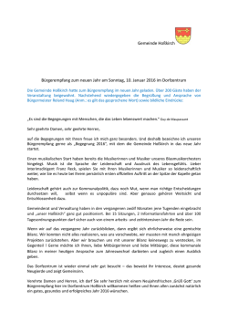 Info zum B&uuml;rgerempfang zum neuen Jahr am Sonntag, 10. Januar