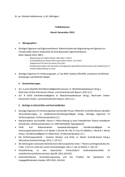 Dr. jur. Michael Goldhammer, LL.M. (Michigan) Publikationen Stand