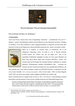 I Was ist Literatur - Literaturwissenschaft Online