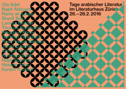Tage arabischer Literatur im Literaturhaus Zürich 26. – 28.2. 2016