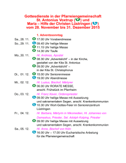 Gottesdienste in der Pfarreiengemeinschaft St. Antonius Voxtrup