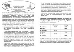 Gottesdienstordnung für die Pfarreien St. Antonius und St. Marien ab