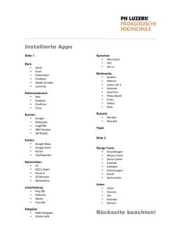 Installierte Apps Rückseite beachten!