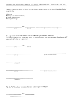 Rückseite des Aufnahmeantrages der LUFTSPORTGEMElNSCl