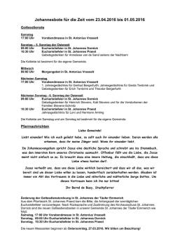 Johannesbote f&uuml;r die Zeit vom 26.03.2016 bis 03.04.2016