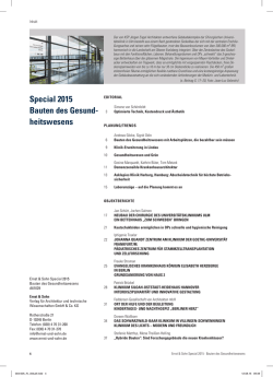 Special 2015 Bauten des Gesund- heitswesens