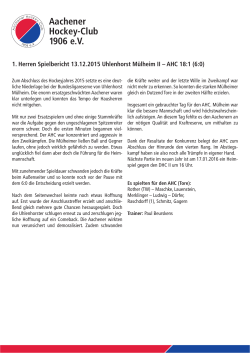 1. Herren - Spielbericht 13.12.2015 Uhlenhorst Mülheim II – AHC 18:1