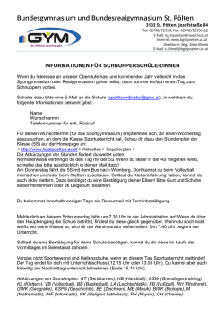 Infos zum Schnuppertag - BG und BRG St. P&ouml;lten