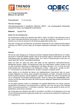 Informationssicherheit in handlichen P&auml;ckchen ISIS12