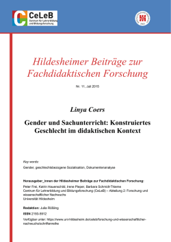 Hildesheimer Beiträge zur Fachdidaktischen Forschung