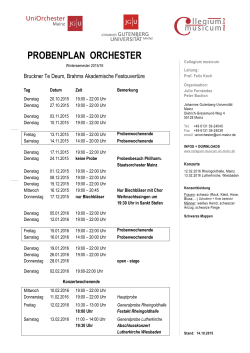 Probenplan Orchester WS 2015/16