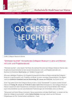 "Orchester leuchtet": Konzerte des Collegium Musicum in Jena und
