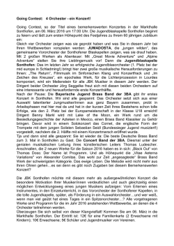 Going Contest: 4 Orchester - ein Konzert! Going Contest, so der Titel