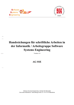 Handreichung f&uuml;r schriftliche Arbeiten in der Informatik / AG SSE