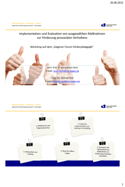 Implementation und Evaluation von ausgewählten Maßnahmen zur