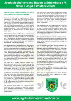 Jagdaufseherverband Baden-W&uuml;rttemberg eV Natur + Jagd +