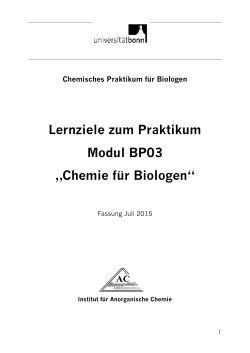 Lernziele des Praktikums - Modul BP03: "Chemie für Biologen"