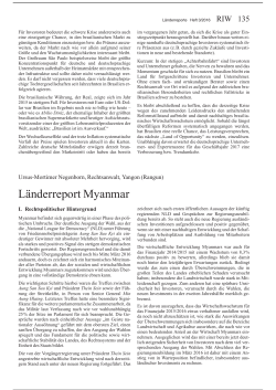 Länderreport Myanmar