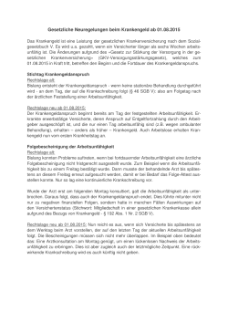 Gesetzliche Neuregelungen beim Krankengeld ab 01.08.2015
