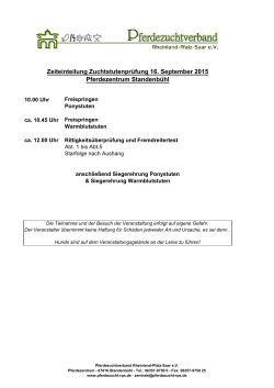 Zeiteinteilung Zuchtstutenprüfung 16. September 2015